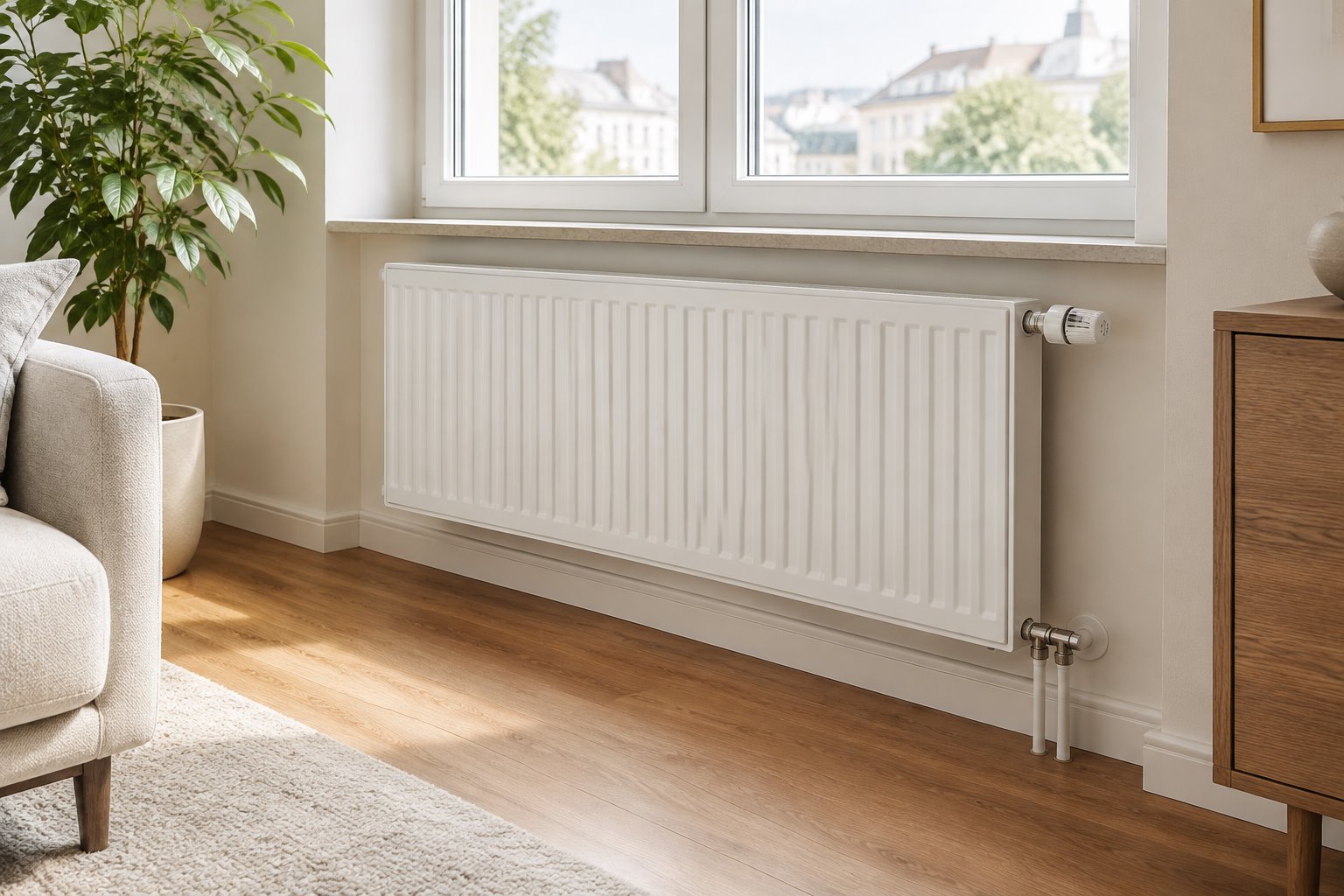 Termosifone installato sotto una finestra